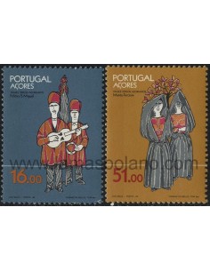 SELLOS DE AZORES 1984 - TRAJES REGIONALES TIPICOS DE AZORES - 2 VALORES - CORREO