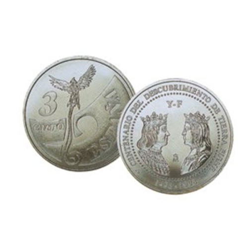 5º Centenario Descubrimiento de Tierra Firme España 1998 Moneda 3 Euro Plata Proof