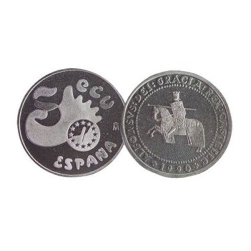 Alfonso X el Sabio España 1990 Moneda 5 Ecu Plata Proof