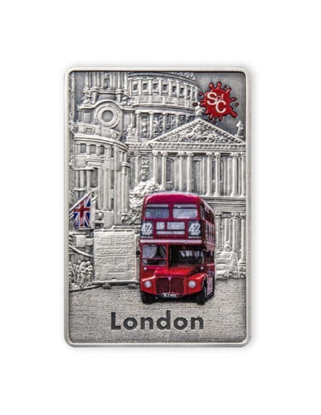 Moneda Plata Samoa 2021 Autobús Londres Anverso