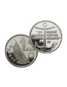 Bergantín España 1995 Moneda 1 Ecu Plata Proof