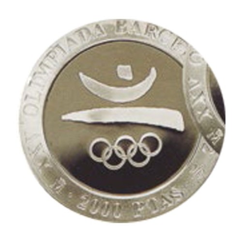 Olimpiadas Barcelona'92 I Serie Emblema España 1990 Moneda 2000 Pesetas Plata Proof