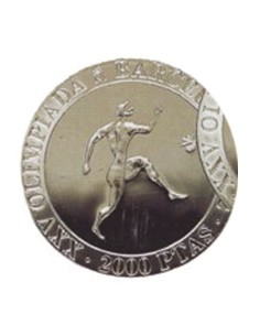 Olimpiadas Barcelona'92 II Serie Corredor griego España 1990 Moneda 2000 Pesetas Plata Proof
