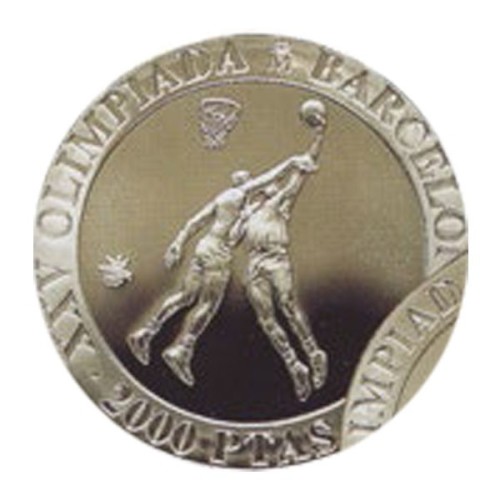 Olimpiadas Barcelona'92 II Serie Baloncesto España 1990 Moneda 2000 Pesetas Plata Proof