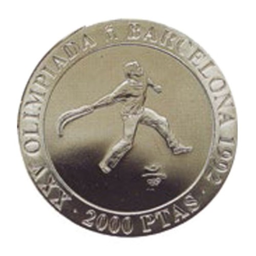 Olimpiadas Barcelona'92 II Serie Cesta punta España 1990 Moneda 2000 Pesetas Plata Proof