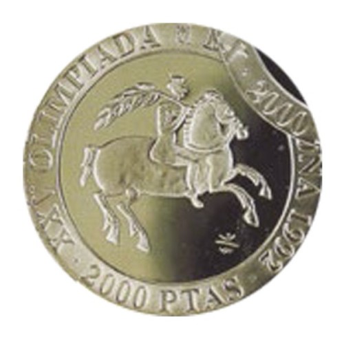 Olimpiadas Barcelona'92 III Serie Jinete ibérico España 1991 Moneda 2000 Pesetas Plata Proof