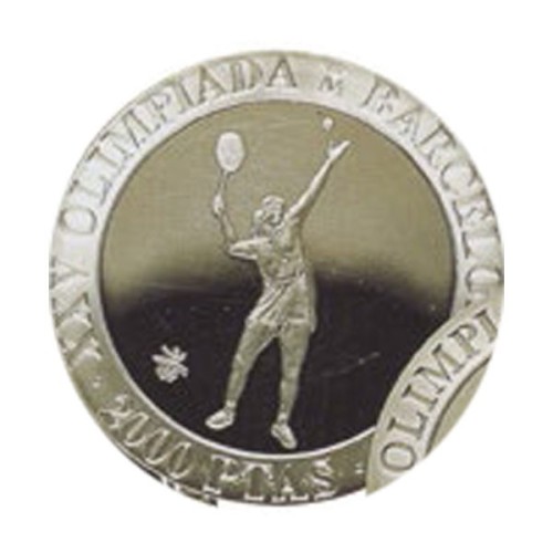 Olimpiadas Barcelona'92 III Serie Tenis España 1991 Moneda 2000 Pesetas Plata Proof