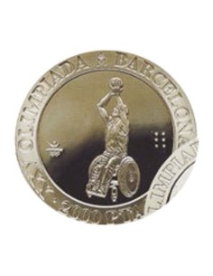 Olimpiadas Barcelona'92 IV Serie Baloncesto paralímpico España 1992 Moneda 2000 Pesetas Plata Proof
