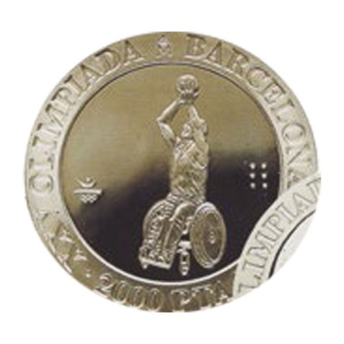 Olimpiadas Barcelona'92 IV Serie Baloncesto paralímpico España 1992 Moneda 2000 Pesetas Plata Proof