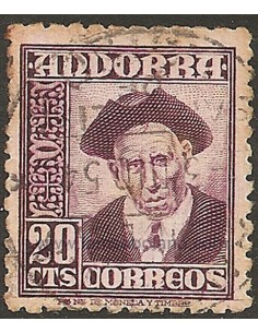 SELLOS DE ANDORRA ESPAÑOLA 1948-1953 - TIPOS VARIOS - 1 VALOR CORREO MATASELLADO 