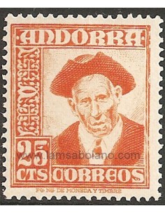 SELLOS DE ANDORRA ESPAÑOLA 1948-1953 - TIPOS VARIOS - 1 VALOR CORREO 