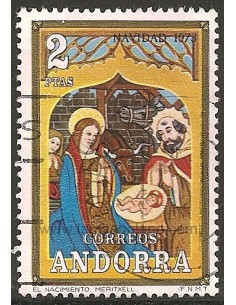 SELLOS DE ANDORRA ESPAÑOLA 1973 - NAVIDAD - 1 VALOR CORREO MATASELLADO 