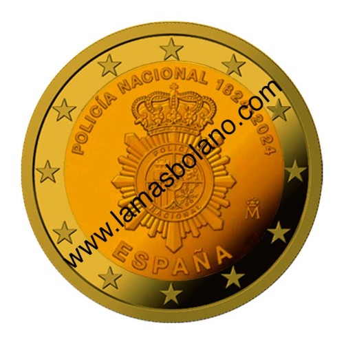 España 2024 Policía Nacional Moneda 2 Euro Dorada