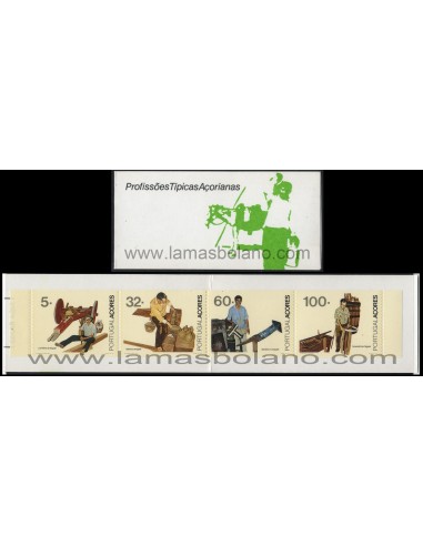 SELLOS DE AZORES 1990 - ARTESANIA TIPICA DE AZORES - 4 VALORES SIN DENTAR HORIZONTALMENTE - CARNET
