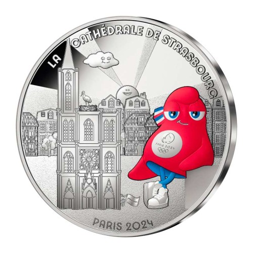 Francia 2024 La Catedral de Estrasburgo Moneda 10 Euro Plata