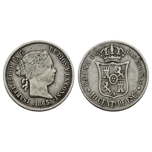 Isabel II 1865 10 Céntimos de escudo Sevilla MBC