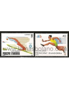 SELLOS DE ANDORRA ESPAÑOLA 1984 - SARAJEVO Y LOS ÁNGELES JUEGOS OLÍMPICOS - 2 VALORES CORREO 