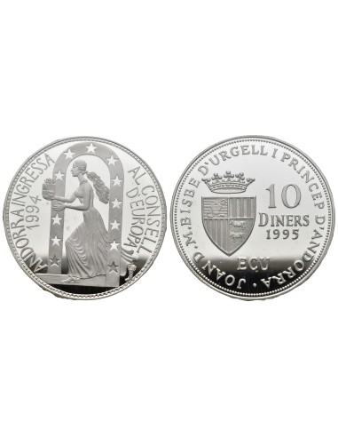 Ingreso consejo Europa 1995 Andorra 10 Diners Plata|Monedas|Lamasbolano.com