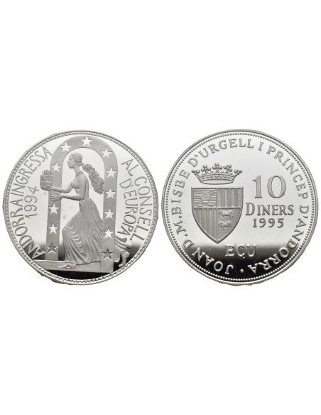 Ingreso consejo Europa 1995 Andorra 10 Diners Plata|Monedas|Lamasbolano.com