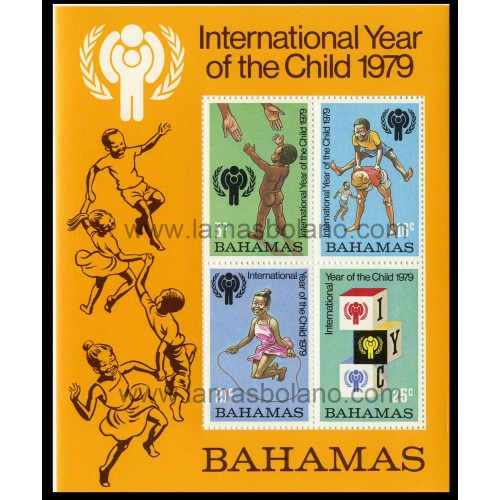 SELLOS DE BAHAMAS 1979 - AÑO INTERNACIONAL DEL NIÑO - HOJITA BLOQUE
