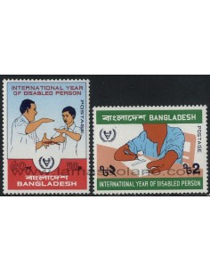 SELLOS DE BANGLADESH 1981 - AÑO INTERNACIONAL DE LOS MINUSVALIDOS - 2 VALORES - CORREO