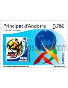 SELLOS DE ANDORRA ESPAÑOLA 2010 - COPA MUNDIAL DE LA FIFA SUDÁFRICA - 1 VALOR CORREO 