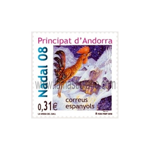 SELLOS DE ANDORRA ESPAÑOLA 2008 - NAVIDAD - 1 VALOR CORREO 