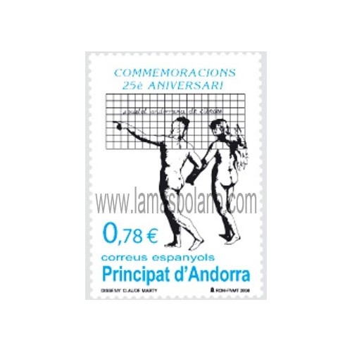 SELLOS DE ANDORRA ESPAÑOLA 2008 - SOCIEDAD ANDORRANA DE CIENCIAS 25º ANIVERSARIO - 1 VALOR CORREO 