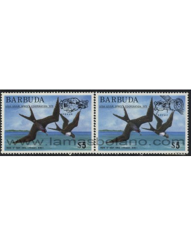 SELLOS DE BARBUDA 1975 - COOPERACION ESPACIAL USA-URSS - 2 VALORES - CORREO