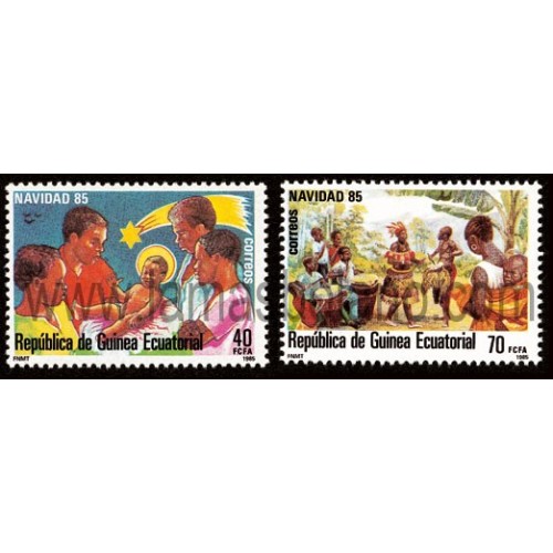SELLOS DE GUINEA ECUATORIAL 1986 - NAVIDAD - 2 VALORES CORREO 