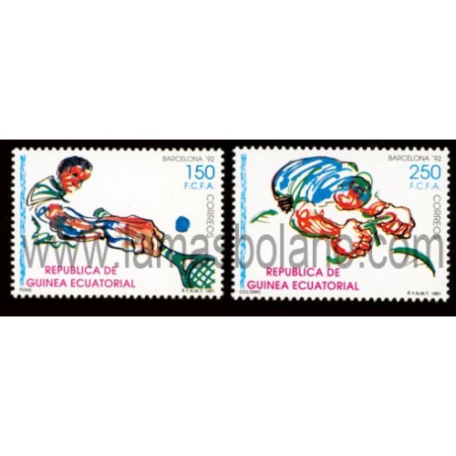 SELLOS DE GUINEA ECUATORIAL 1991 - SERIE PREOLÍMPICA. BARCELONA'92 - 2 VALORES CORREO 