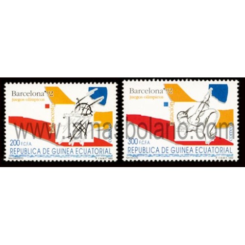 SELLOS DE GUINEA ECUATORIAL 1992 - JUEGOS OLÍMPICOS BARCELONA'92 - 2 VALORES CORREO 
