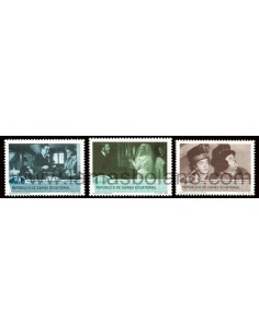 SELLOS DE GUINEA ECUATORIAL 1992 - HOMENAJE AL CINE - 3 VALORES CORREO 