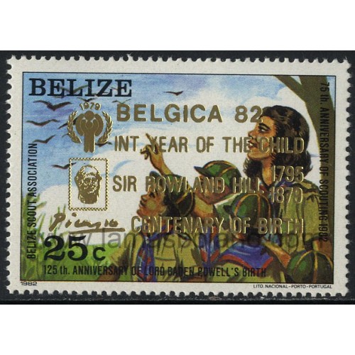 SELLOS DE BELIZE 1982 - BELGICA 82 EXPOSICION FILATELICA INTERNACIONAL - 1 VALOR - CORREO
