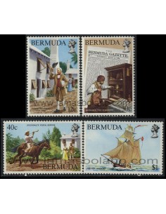 SELLOS DE BERMUDA 1984 - BICENTENARIO DEL PRIMER PERIODICO Y LOS SERVICIOS POSTALES EN LAS BERMUDAS - 4 VALORES - CORREO