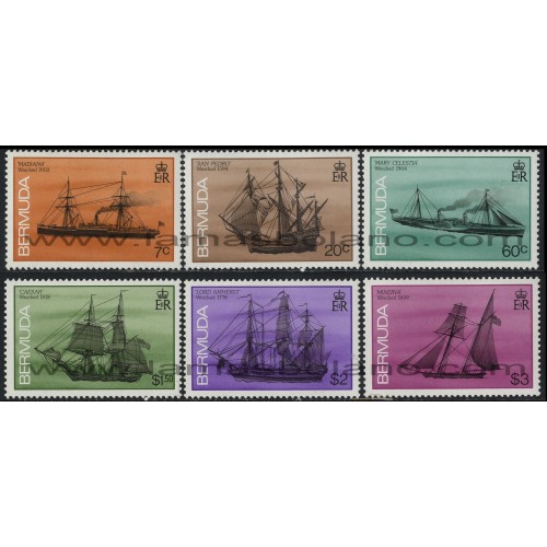 SELLOS DE BERMUDA 1986 - NAUFRAGIOS DE BARCOS - 6 VALORES - CORREO