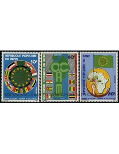 SELLOS DE BENIN 1979 - CUMBRE DE LA O.C.A.M. ORGANIZACION AFRICANA Y DE MADAGASCAR EN COTONOU - 3 VALORES - CORREO