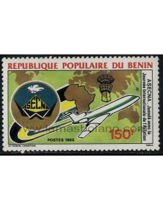 SELLOS DE BENIN 1985 - 25 ANIVERSARIO DE ASECNA Y DIA INTERNACIONAL DE LA AVIACION - 1 VALOR -CORREO