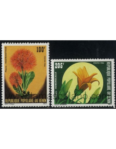 SELLOS DE BENIN 1986 - FLORES - 2 VALORES - CORREO