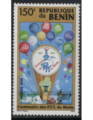 SELLOS DE BENIN 1990 - CENTENARIO DEL CORREO DE BENIN - 1 VALOR - CORREO
