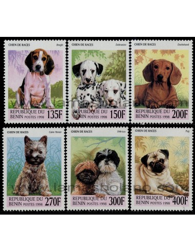 SELLOS DE BENIN 1998 - FAUNA PERROS - 6 VALORES - CORREO