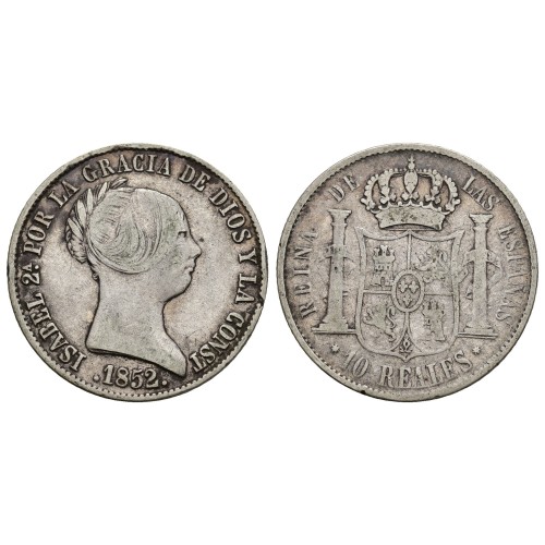 10 Reales 1852 Sevilla Isabel II| Monedas antiguas|Lamasbolano.com
