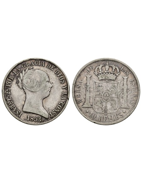 10 Reales 1852 Sevilla Isabel II| Monedas antiguas|Lamasbolano.com