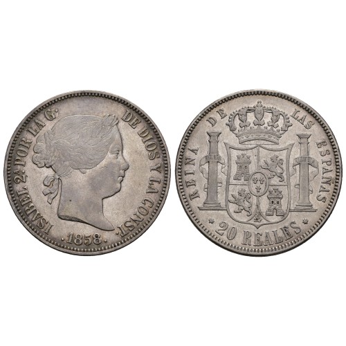 20 Reales 1858 Madrid Isabel II| Monedas antiguas|Lamasbolano.com