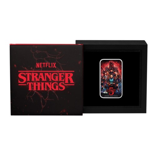 Stranger Things  - Season 5 - Moneda 1 Onza Plata Rectangular - 2026 Tuvalu|Lamasbolano.com