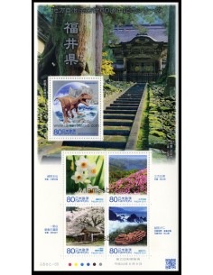 SELLOS DE JAPON 2010 - 60 ANIVERSARIO DE LOS GOBIERNOS LOCALES - 5 VALORES EMITIDOS EN HOJITA - CORREO