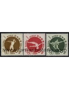 SELLOS DE JAPON 1961 - OLIMPIADA  DE TOKYO 1964 - 3 VALORES - CORREO