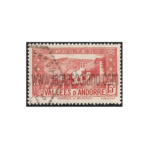 SELLOS DE ANDORRA FRANCESA 1932-1933 - PAISAJES DEL PRINCIPADO - 1 VALOR CORREO MATASELLADO 