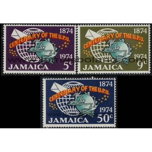 SELLOS DE JAMAICA 1974 - CENTENARIO DE LA U.P.U. - 3 VALORES - CORREO