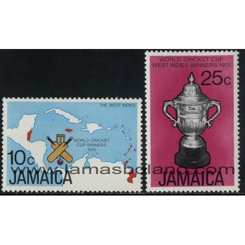 SELLOS DE JAMAICA 1976 - COPA DEL MUNDO DE CRICKET VICTORIA DE LAS INDIAS OCCIDENTALES - 2 VALORES - CORREO